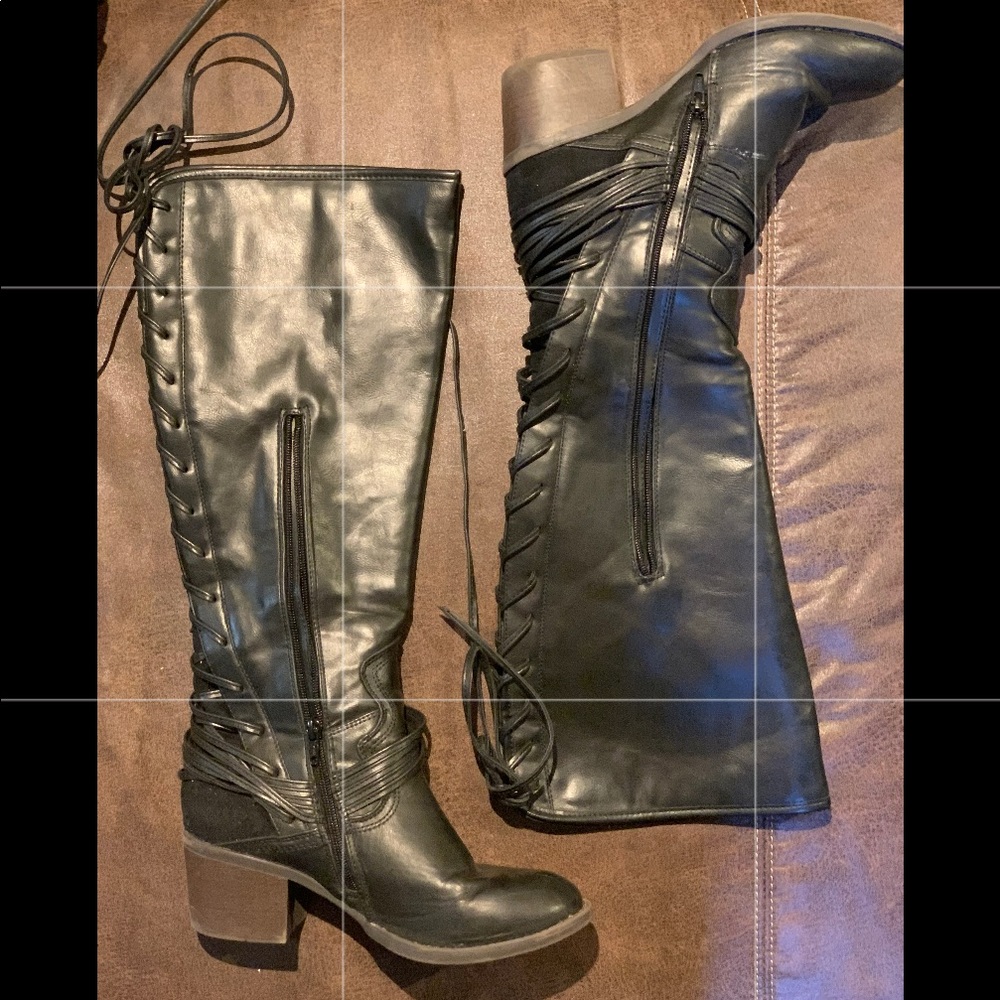Candies High Laced Black Boots